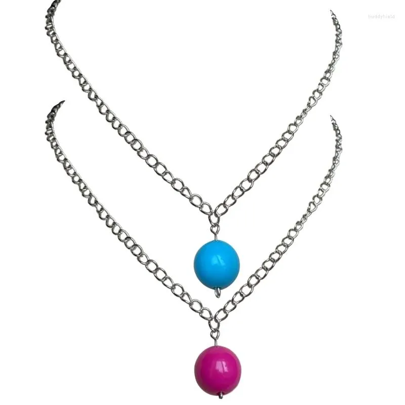 Collares colgantes collar de bola de resina colorida para mujeres niñas dulce estilo de personalidad joyería Neckcahin accesorio de moda regalo F19D