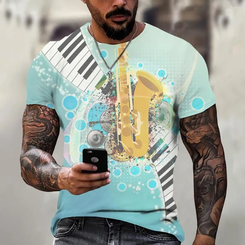 Herren T-Shirts Rundhals T-Shirt Musik Aufdruck Jungen Kurzarm Top Sommer Lässig Mode Sweatshirt