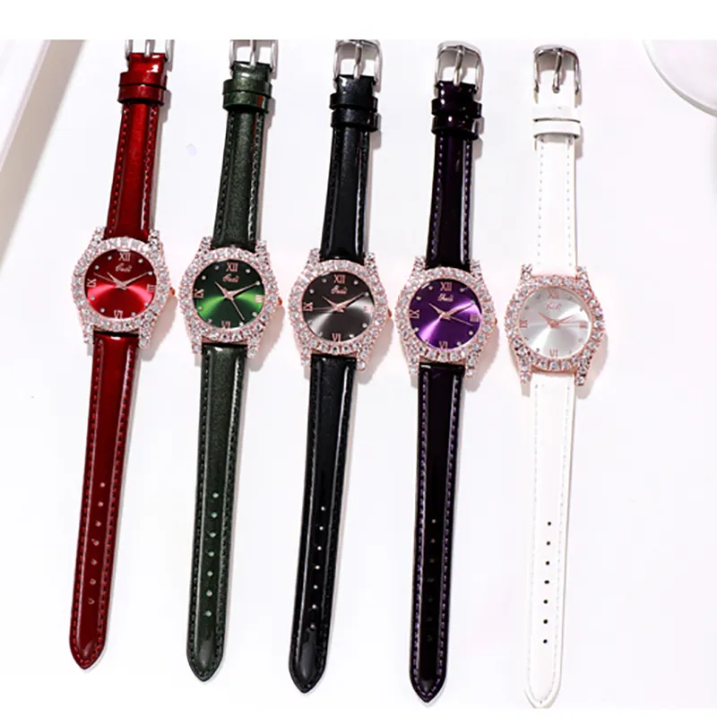 Relógio feminino relógios de alta qualidade luxo cinto elegante diamante casual quartzo-bateria couro 33mm relógio