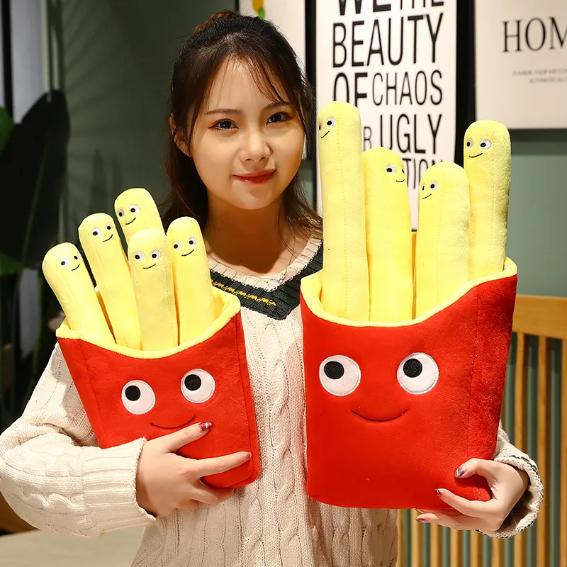 Plüschkissen Kissen 30/40/50 cm Schöne Pommes Frites Plüschtiere Cartoon Real Life Food Kissen gefüllte weiche Puppen für Kinder Kindergeburtstagsgeschenke 230804