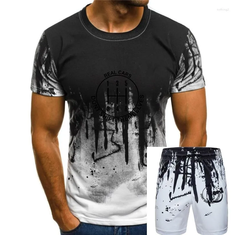 Men's Tracksuits Car Gear Shirt Men Joke 2023 Spring Black White T-shirt Cotton