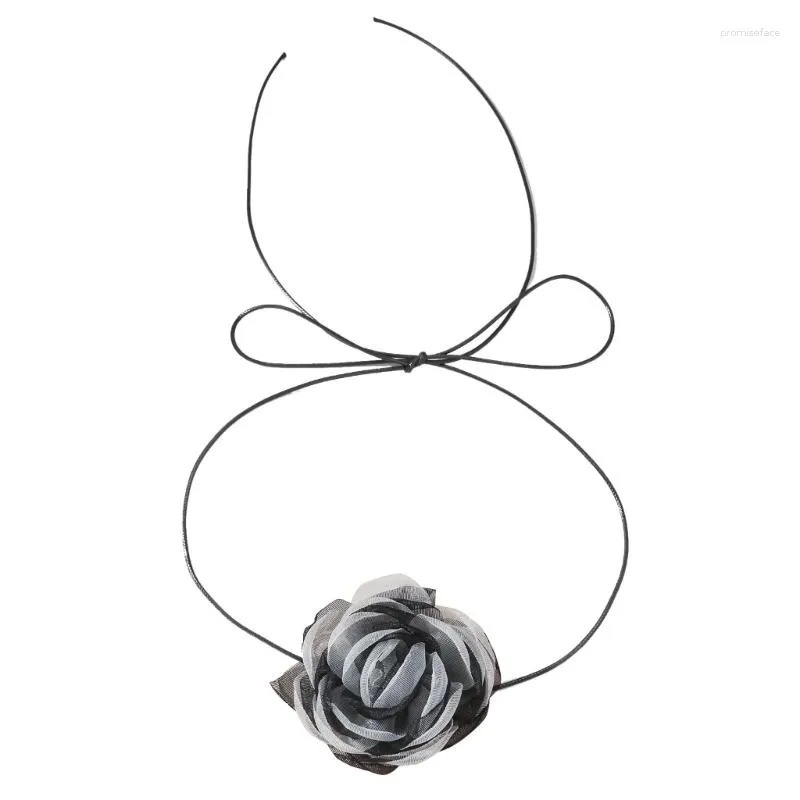 Choker Snow Yarn Flower Rose Estetisk halsband Fashion ClaVicle Chain för kvinnor