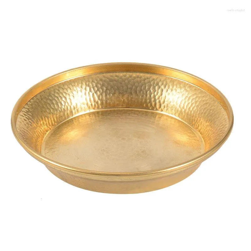 Plates Copper Manza Plate Auspicious Tibetan Brass Tantra Dish Worship For Buddha Tray Desktop Home Gift Decorative Assiettes 15.4cm