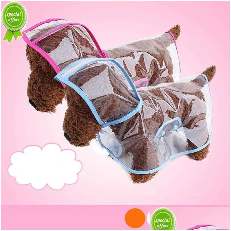 Dog Apparel New Hooded Pet Raincoat Waterproof For Small Medium Dogs Cats Transparent Puppy Jumpsuit Raincoats Clothes Supplies Drop D Dh86H