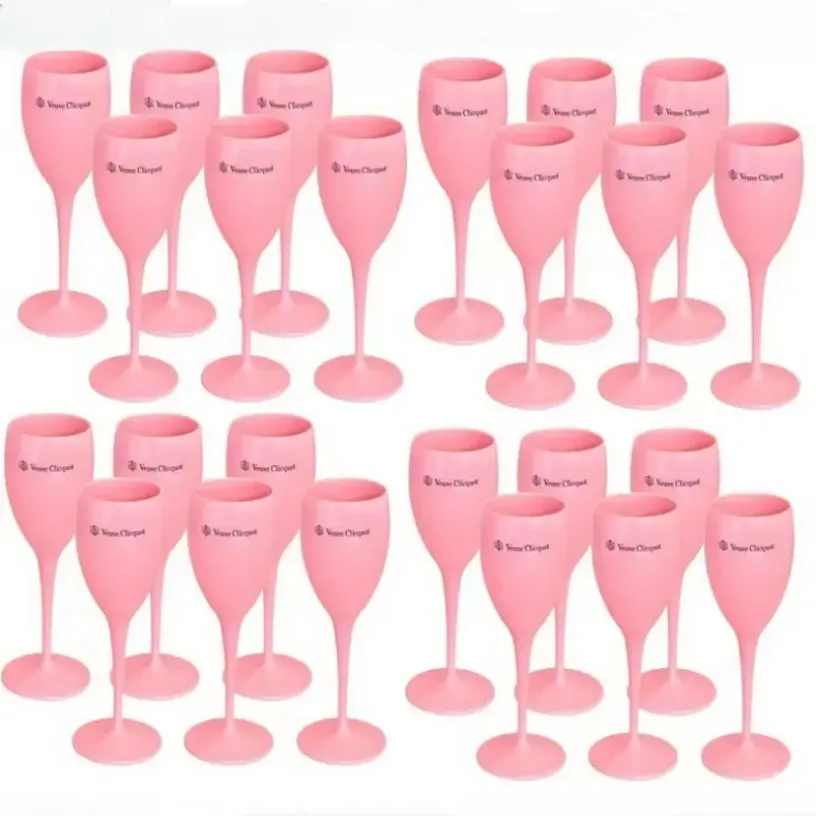 NEW Acrylic Veuve Pink Orange Champagne Flutes Wholesale Party Wine Glasses Cups FY5883 JY18