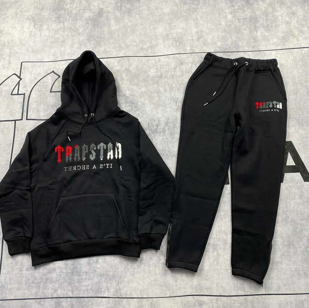 Chándales de los hombres Hombres Mujeres Color Flocado Sudadera con capucha Traje Trapstar Fleece Set Sudadera con capucha Ropa Sudor Trapstar Ocio tendencia 665ess