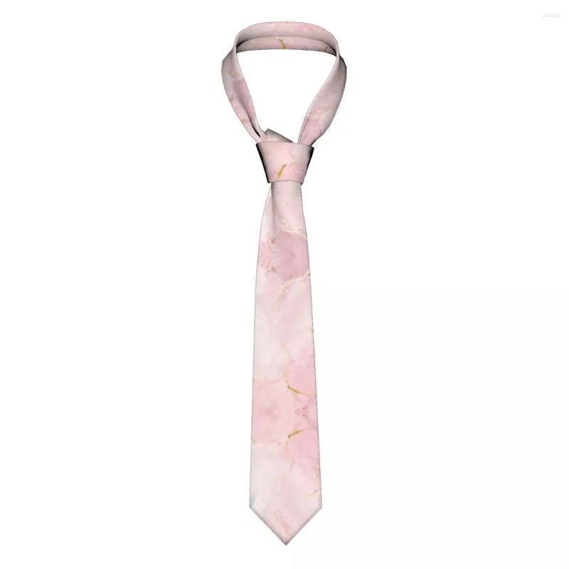Bow Ties Blush Pink Marble Necktie Men Women Polyester 8 Cm Dusty Rose Golden Neck Tie Silk Wide Daily Wear Gravatas Accessories