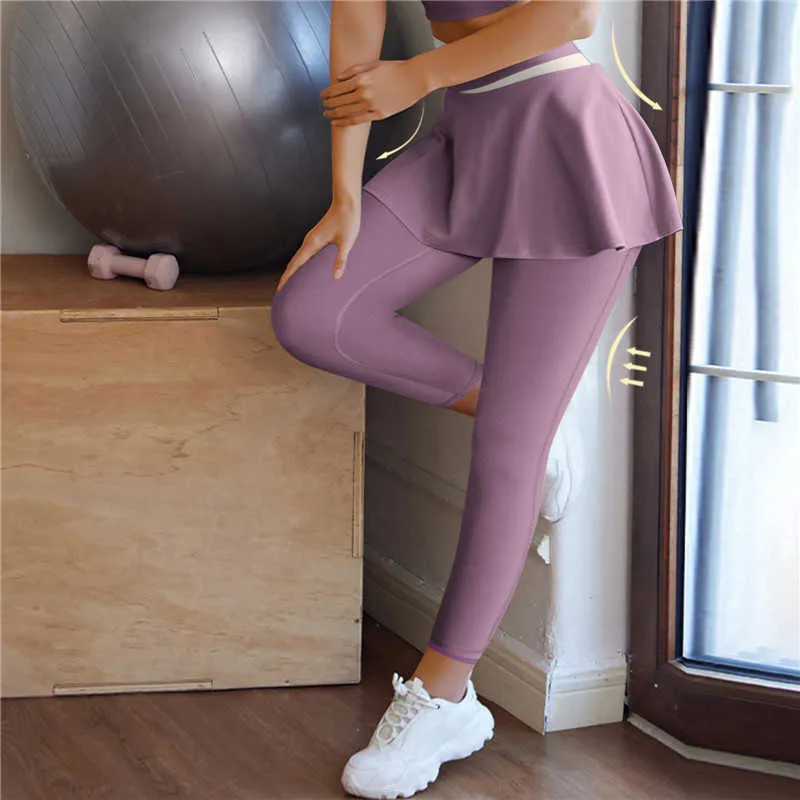 Pantaloncini gonna da yoga a vita alta asciutti e veloci Pantaloncini per il tempo libero traspiranti abbinati a colori da donna Fitness Sport Allenamento in bicicletta