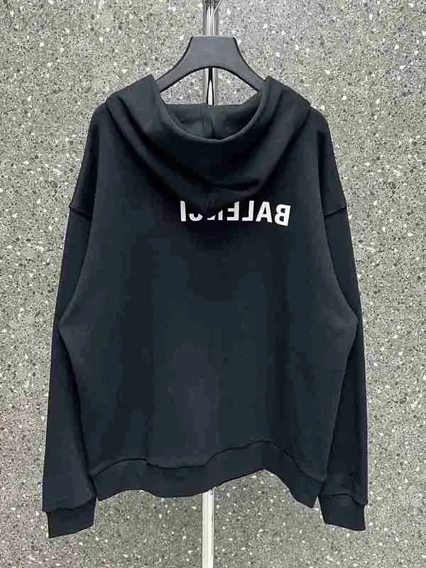 Herrtröjor tröjor design b familj spegel lgo blixtlås slinga tvättar koktan engelska inverterad tryck tröja känguru hoodie jfkk