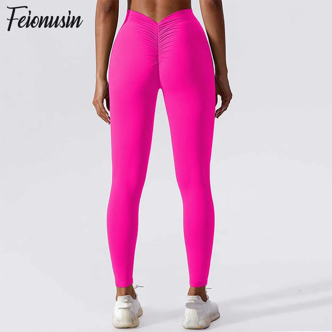 2023 Back v Leggings Scrunch Fitness Yoga Pants Women Workout High Waisted Trousers Running Jogging Active Tights Gym Wear