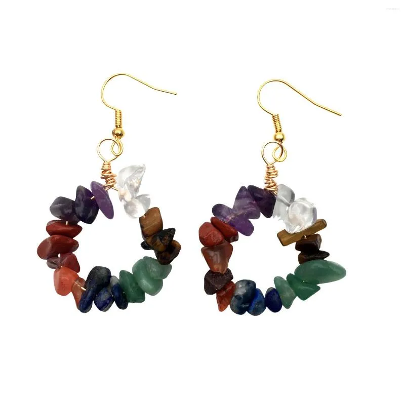 Boucles d'oreilles créoles faites à la main en pierre de cristal naturel bijoux européens et américains pour femmes crochet d'oreille cadeaux de mariée pour les filles