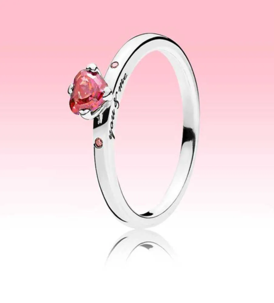 Sparkling Red Heart Ring Women Cz Diamond Wedding Jewelry for Pandora 925 Sterling Silver Love Hearts Ring med Original Box 29 O21444376