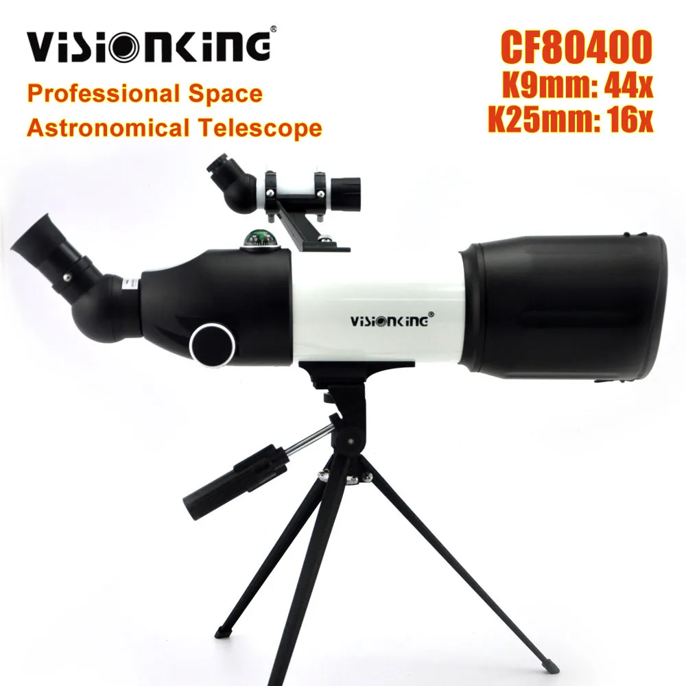 Visionking 80400 굴절기 우주 천문학적 망원경 천문학 단안 토성 목성 달 관찰 삼각대