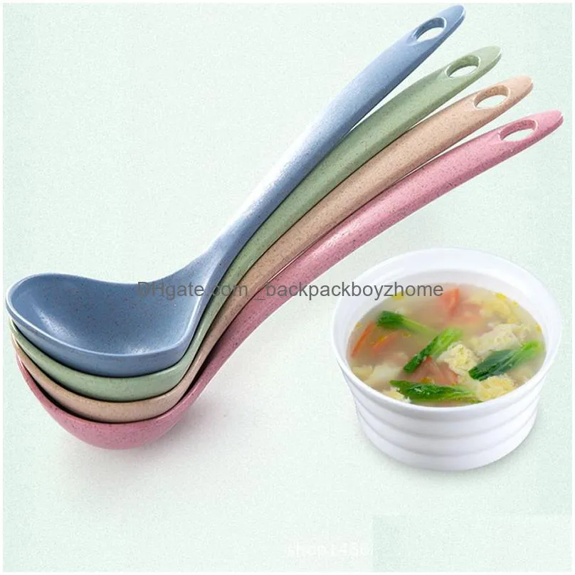 creative wheat straw soup spoon long handle rice spoon meal dinner scoops kitchen sauce spoons home cooking tools