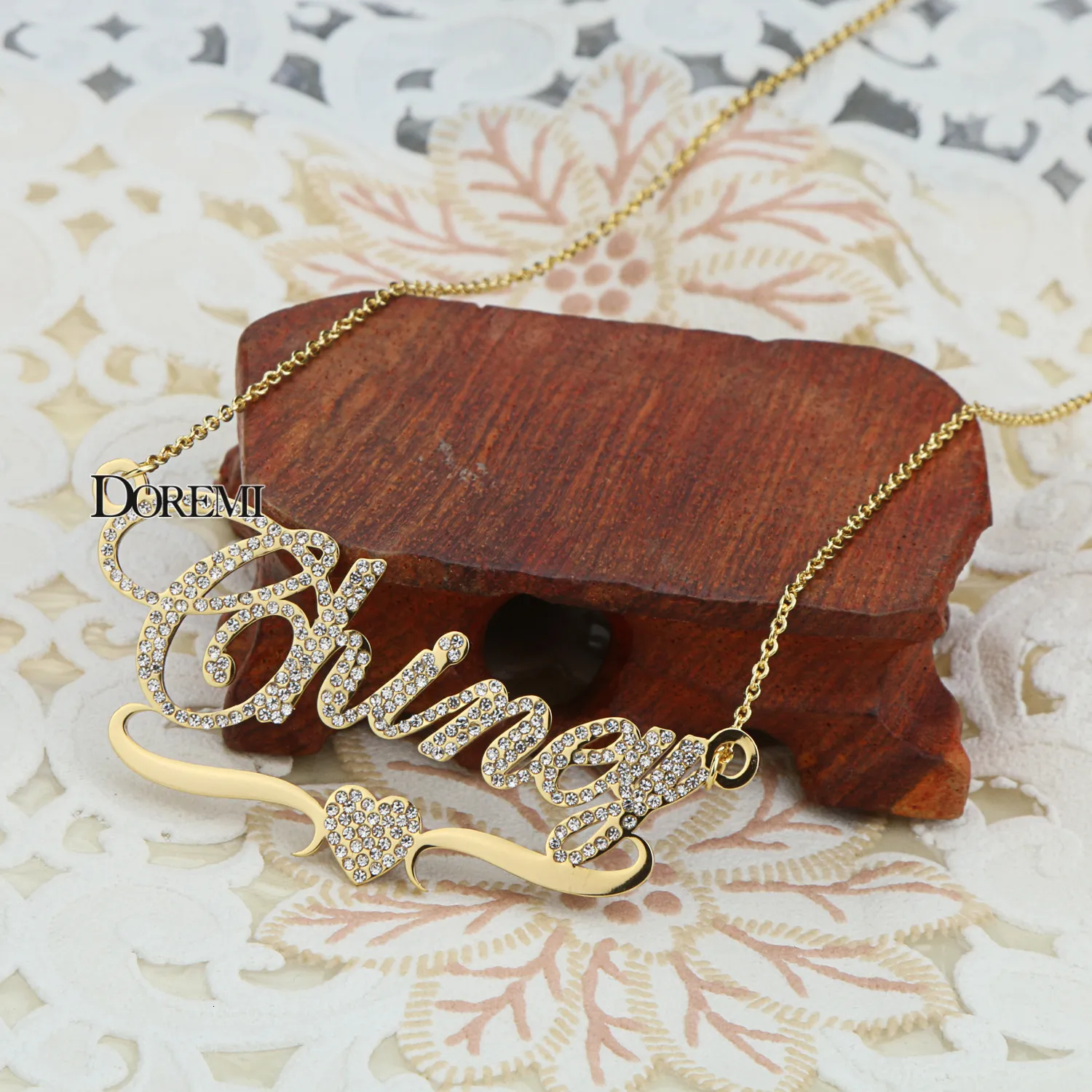 Pendant Necklaces DOREMI Stainlesss Custom Name Necklaces Pendant Letters Necklace for Women Custom Chain Jewelry Children Personalized Gold 230804