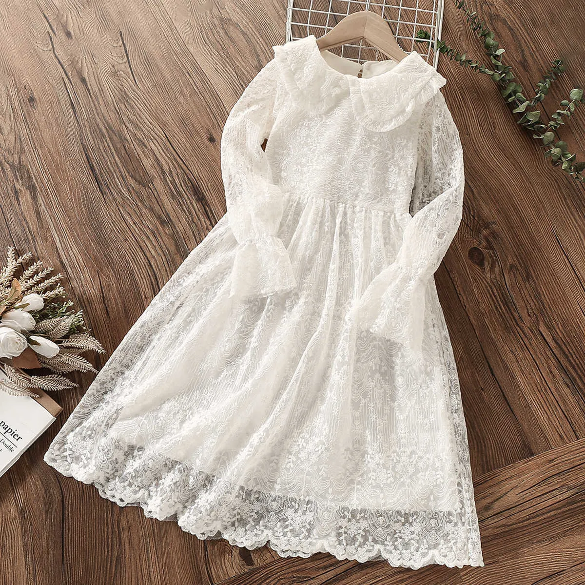 Vestidos da menina crianças vestidos para meninas roupas branco primavera outono adolescentes traje vestido crianças vestido 9 anos