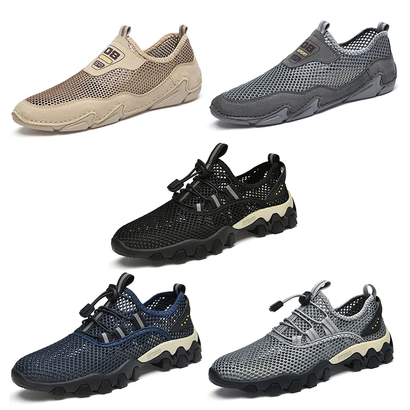 2023 maille montagne chaussures décontractées hommes noir gris front bule beige respirant hommes formateurs sports de plein air baskets couleur 5