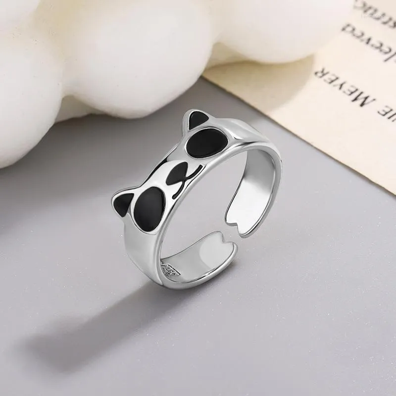 Cluster Ringe 925 Sterling Silber Einzigartiger Panda Ring für Frauen Schmuck Finger Offen Vintage Handgemacht Allergie Party Geburtstagsgeschenk