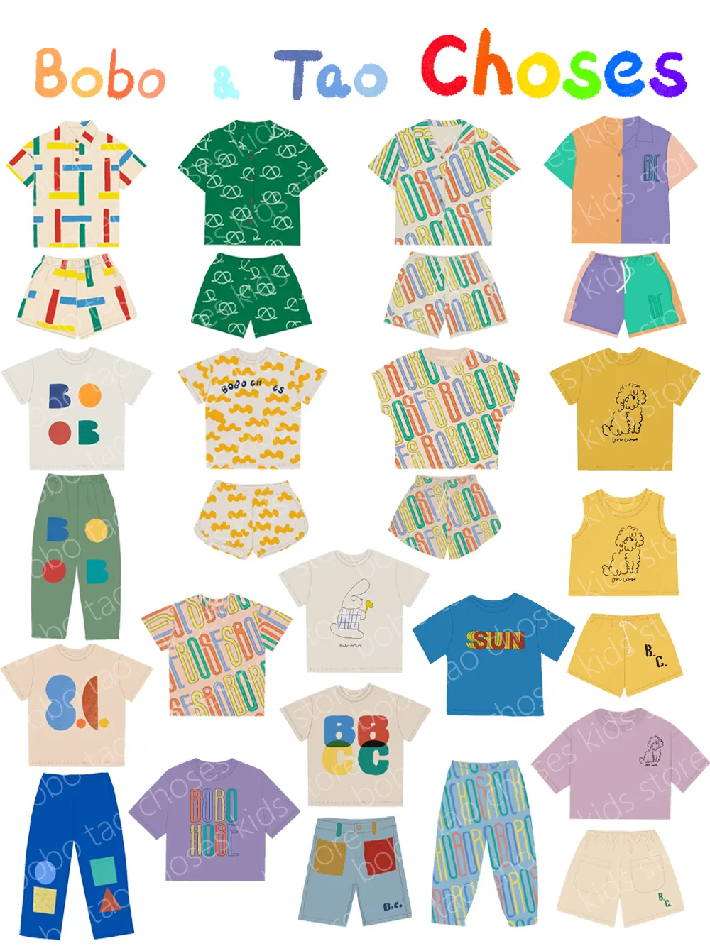 Set di abbigliamento SS Etichetta originale BOBO TAO CHOSES KIDS BC ragazzi ragazze set camicia pantaloncini pantaloni T-shirt 230804
