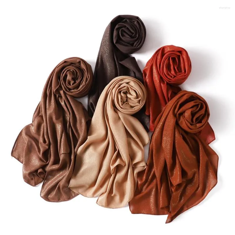 Sciarpe Moda Cospargere Sciarpa di chiffon oro Pianura Scialle lungo Donna Fascia di lusso Hijab Pashmina musulmana Maglia Hijab di grandi dimensioni
