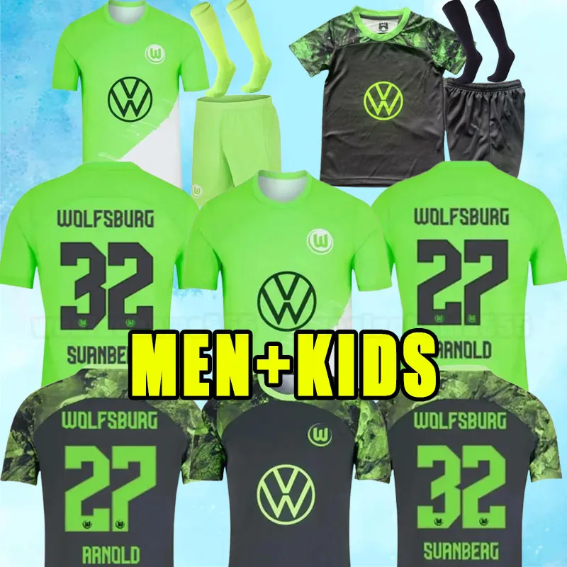 23 24 Maillots de football de Wolfsburg 2023 Domicile GINCZEK STEFFEN chemises Extérieur ROUSSILLON MEHMEDI MBABU BROOKS ARNOLD WEGHORST uniforme de football hommes enfants enfant 2024