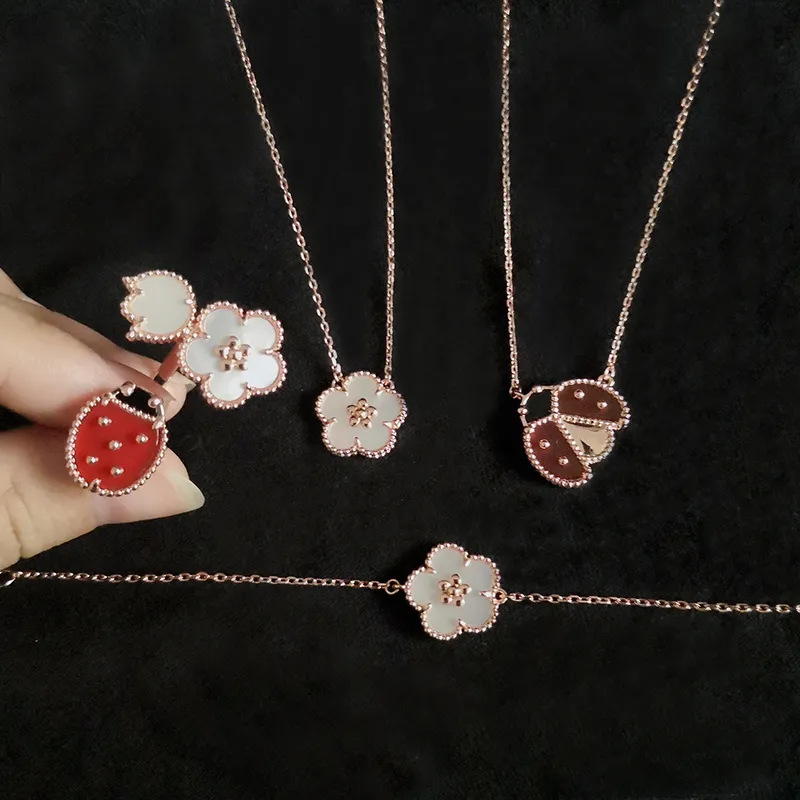 Wedding Jewelry Sets Summer highquality luxury jewelry lady sweet shell flower earrings bracelet cute insect ring necklace set gift 230804