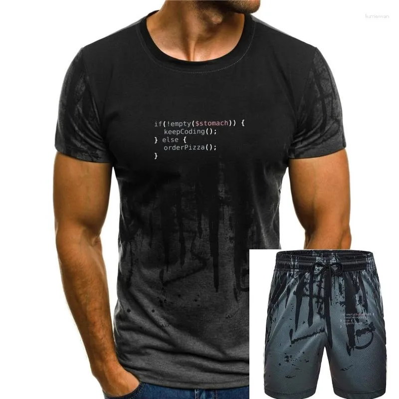 Survêtements pour hommes One Yona Hungry Coder T-shirts pour hommes T-shirt vintage en pur coton Programmateur de programmation Pizza Monkey Code Tees Plus Size
