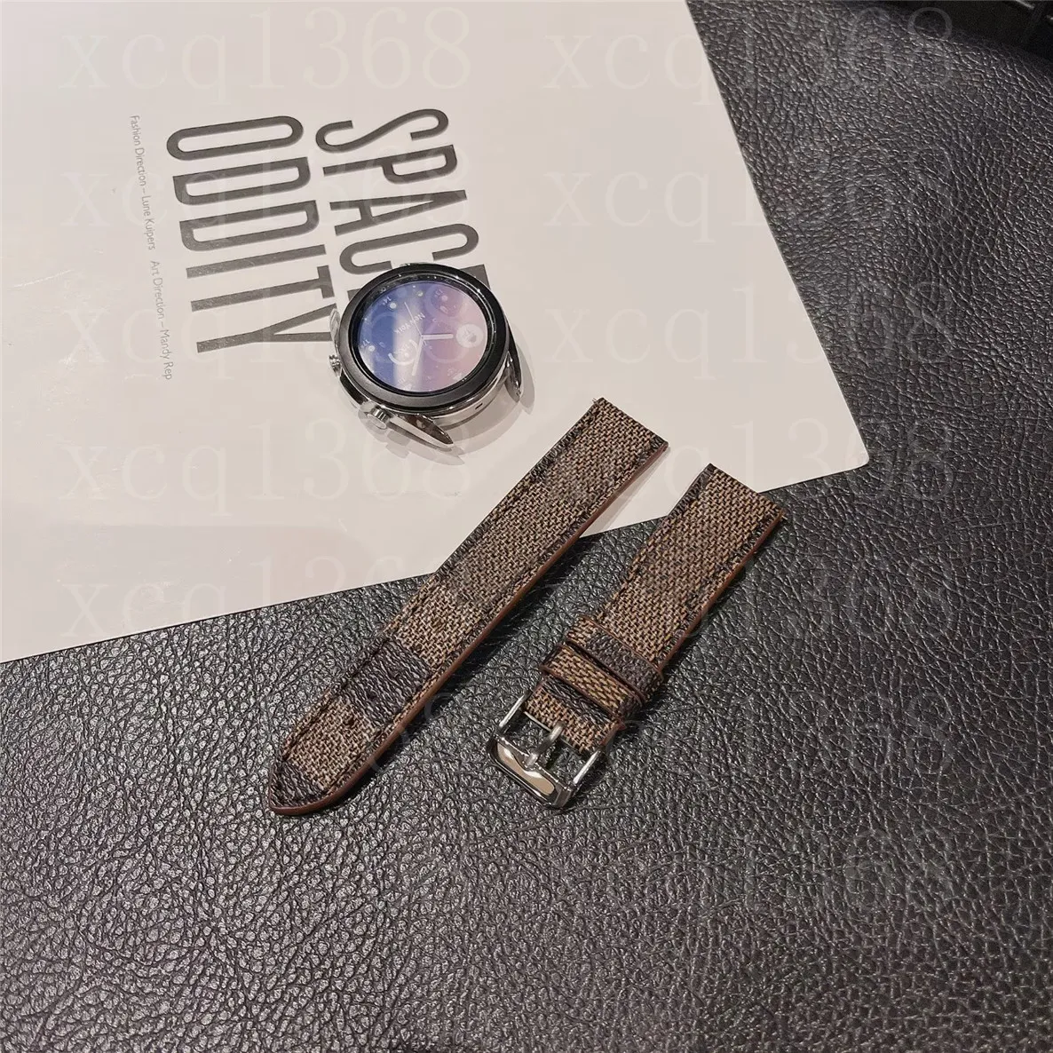 Bracelets 20mm 22mm Designer Samsung Watch Band Bracelet de montre pour Samsung Galaxy Watch 5 4 Band 40mm 44mm 42mm 46mm Cuir de luxe Monogramme Smart Straps