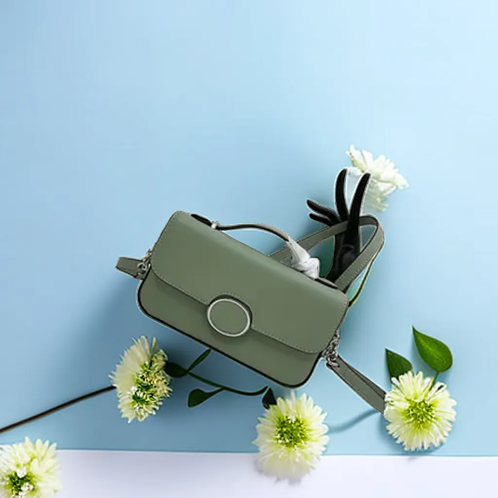 2023 Temperament Green Cowhide Flap Women's Bag Högkvalitativ lyx Ny Simple One Shoulder Crossbody Luxury Brand Style Life Leisure Fashion Strand utomhusstil