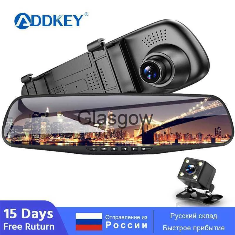 カーDVRS ADDKEY CAR DVR FHD 1080P 43インチIPS画面ビデオレコーダーカムコーダーバックミラー自動登録者ダッシュカムX0804 X0804付きデュアルレンズ