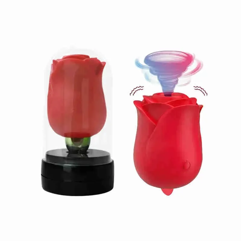 バラの形をした舌が舐めて吸うバイブレーターニップル吸盤口Lickenクリトリスアナルマッサージ女性アダルトセックスゲーム用品