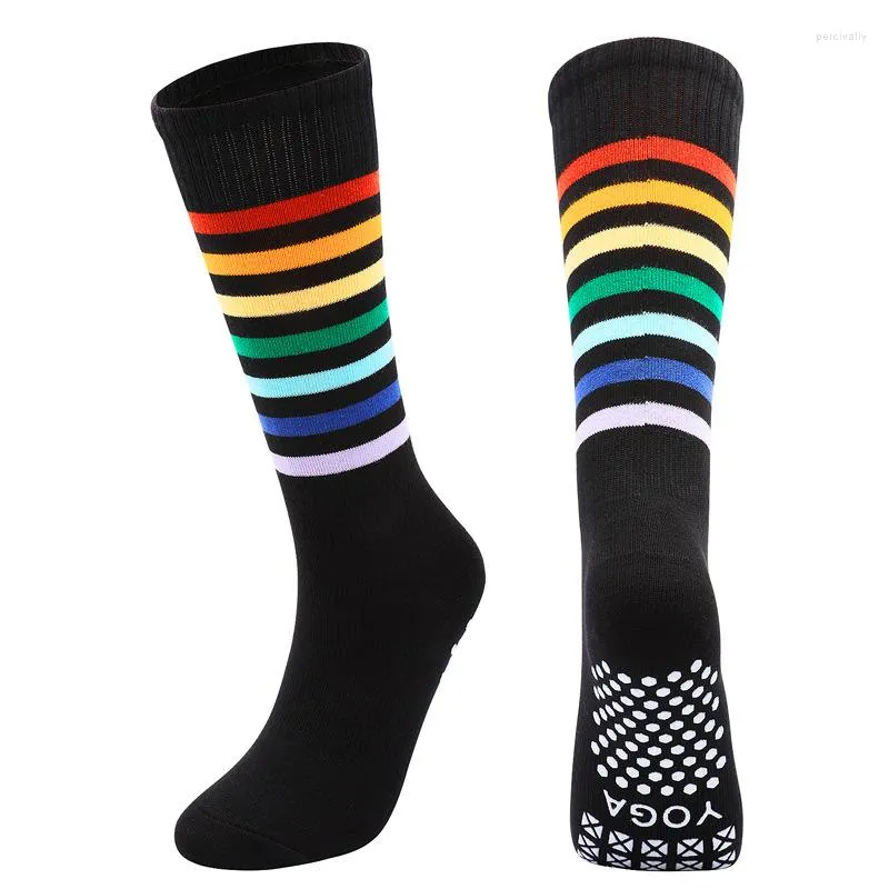 Athletic Socks Multicolor Striped Yoga Professional Silicone Non-Slip Ballet Pilates Women Cotton Gym Fitness Dance Sport