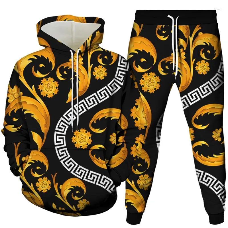 Men's Tracksuits Zebra Leopard Chain Tiger Luxury Vintage Design Pattern Print Tracksuit Men Women Hoodies Jogging Pants 2PcsSet Clothing