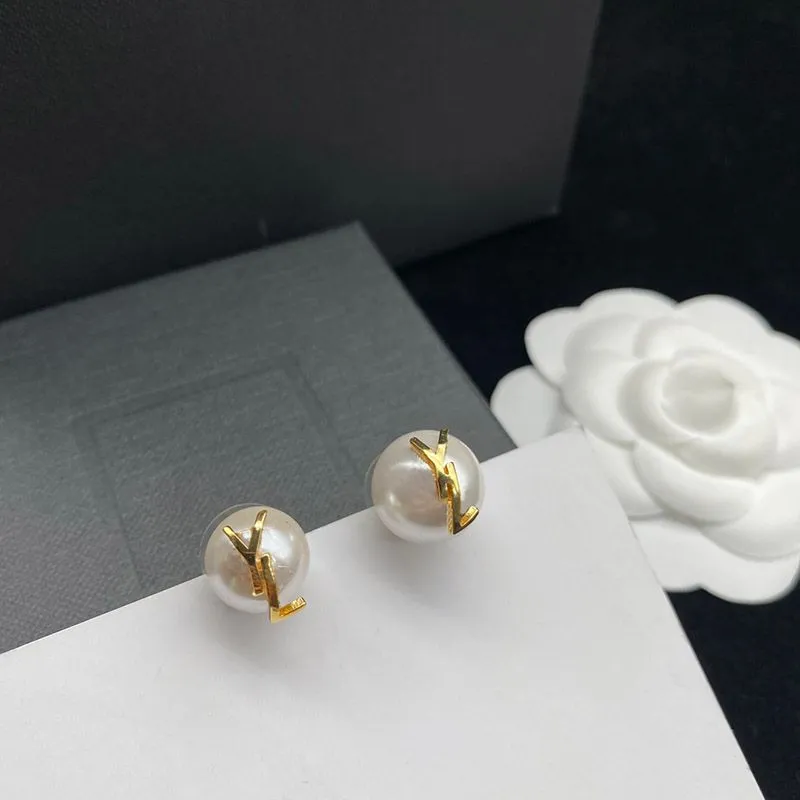 Mode pärlörhängen designer smycken lyx studörhängen för kvinnor 925 silver studs alfabet hoop kärlek örhängen bröllop present