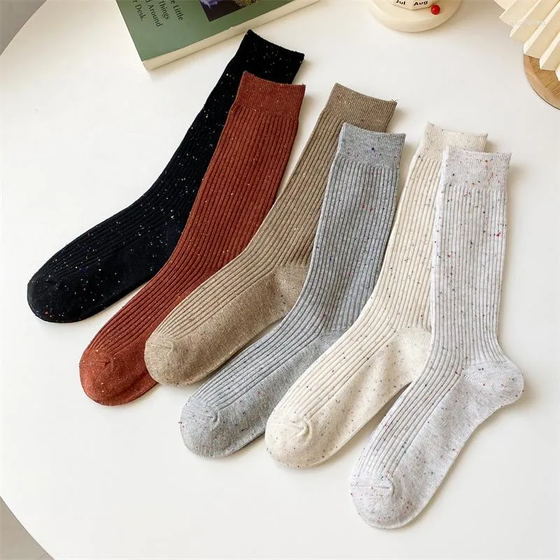 Femmes Chaussettes Japonais En Tube Automne Hiver Chaud Épais Moyen Couleur Bonbon Long Coréen Élégant Pile Pour