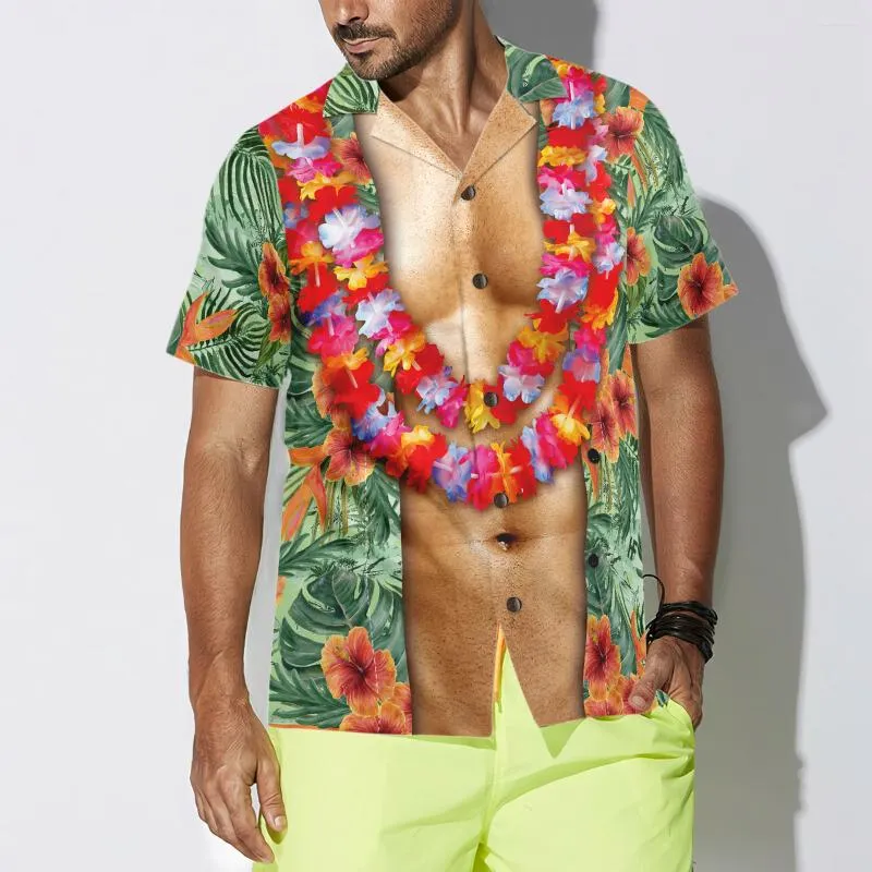 Chemises décontractées pour hommes drôle Aloha Tropical Floral Costume hawaïen hommes imprimé quotidien hauts mode rue t-shirt