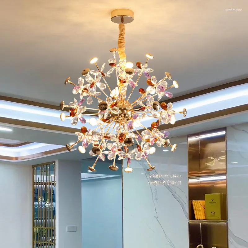 Lampadari Modern Dandelion LED Lampadario Fashion Branch Lampada Decorazione Firefly Soffitto Cristallo Colorato