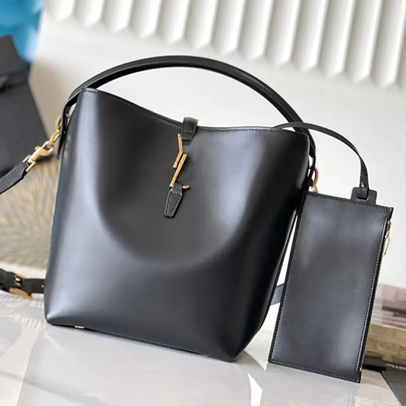 9AデザイナーバケットバッグハンドバッグLe 37女性ショルダーバッグ女性光沢のある革財布財布女性黒