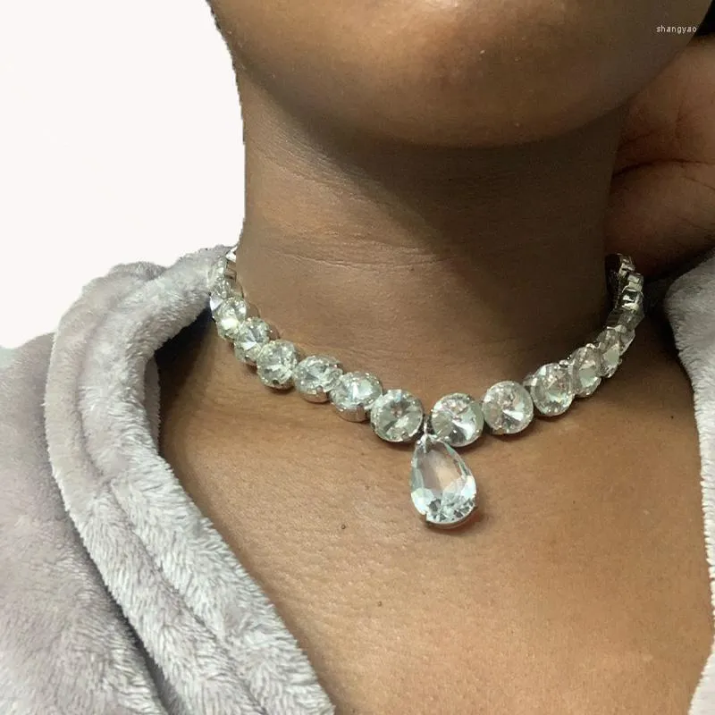 Hänge halsband mode sexig super flash crystal halsband klavikel kedja chocker hals smycken kvinnliga kvinnors temperament bröllop gåvor