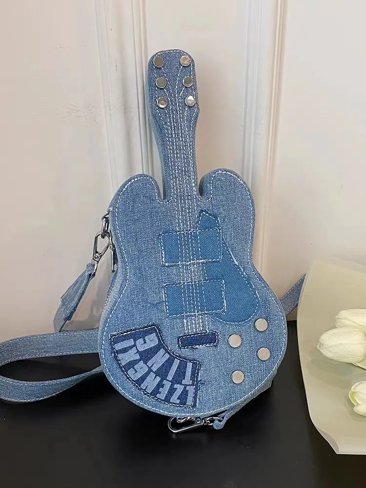 Minicarteira jeans design de personalidade de nicho com 2023 popular bolsa de guitarra casual versátil e moderna