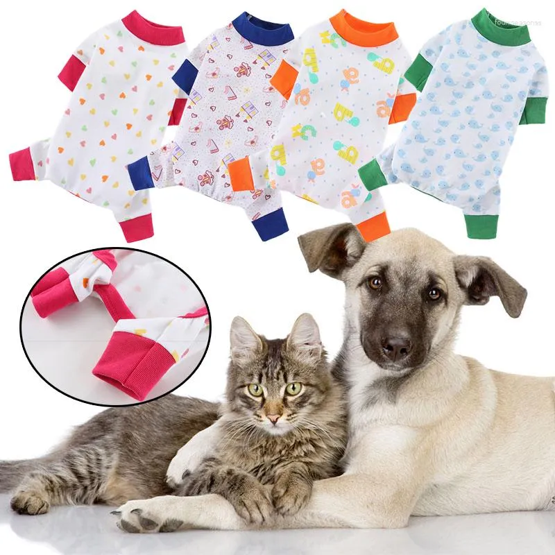 Hundebekleidung, weiche Baumwolle, Haustier-Kleidung, Pyjama, vierbeiniger Mantel, Freizeitkleidung, Schlafkleidung, Katzen-Welpen-Overall, Zuhause, draußen, warm, bedruckt