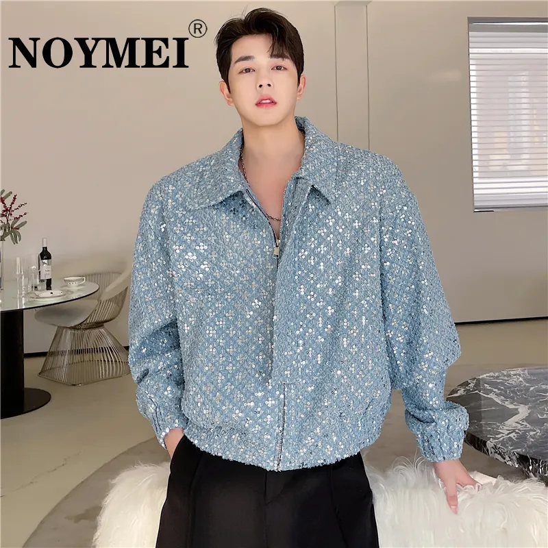 Męskie kurtki Noymei Spring Trend Men Kurtka Modna spersonalizowana design ciężka przemysł haftowy cekinowy płaszcz męski WA1396 230804