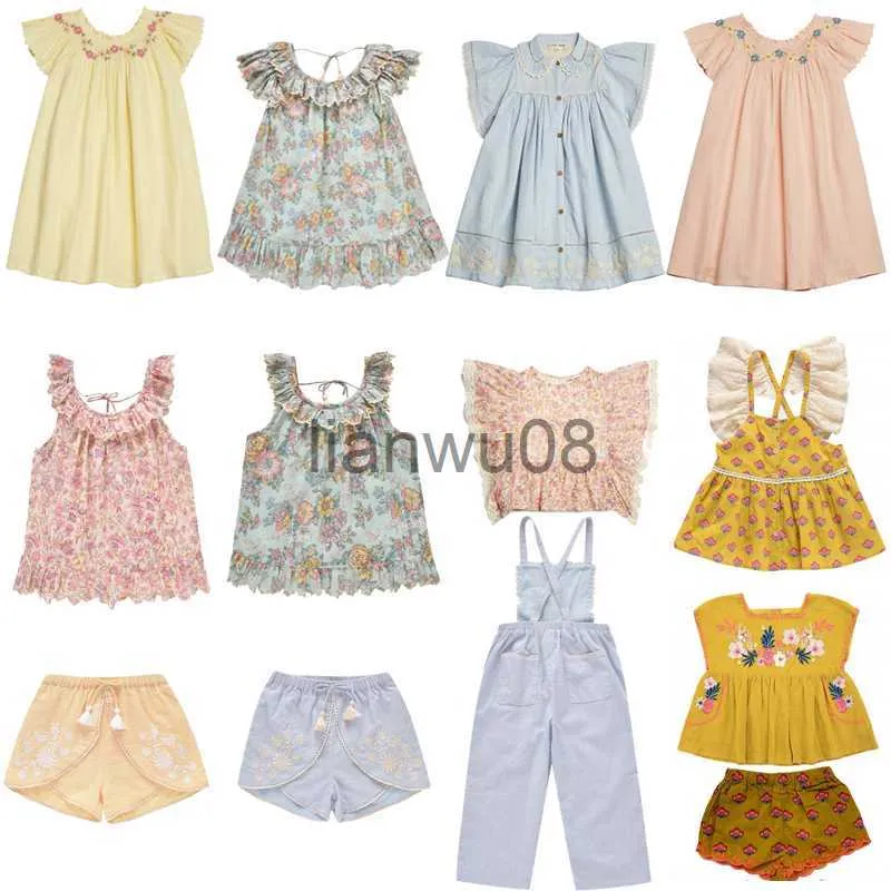 Girl's Dresses 2023 LM brand kids dress new summer girls cute flower embroidery Princess dresses baby toddler clothes on stock x0806