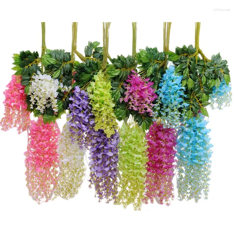 Decorative Flowers Wisteria White Silk Simulation Fake Artificial Party Decoration Marriage Country Wedding Deco