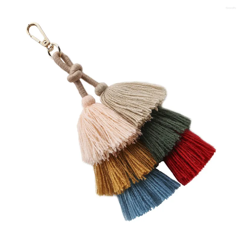 Keychains Ornament Retro Key Ring Bohemia Decor Vintage Wallet Chain Woolen Thread Women Car