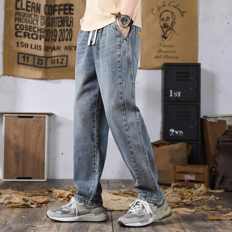 Fashion Men's Wide Leg Pants Baggy Homme Men Denim Trousers