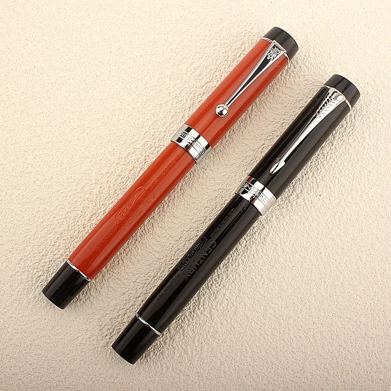 wholesale Fountain Pens Jinhao 100 Centennial Resin Fountain Pen Red with Jinhao EF/F/M/Bent Nib Converter Writing Business Office Gift Ink Pen 230804