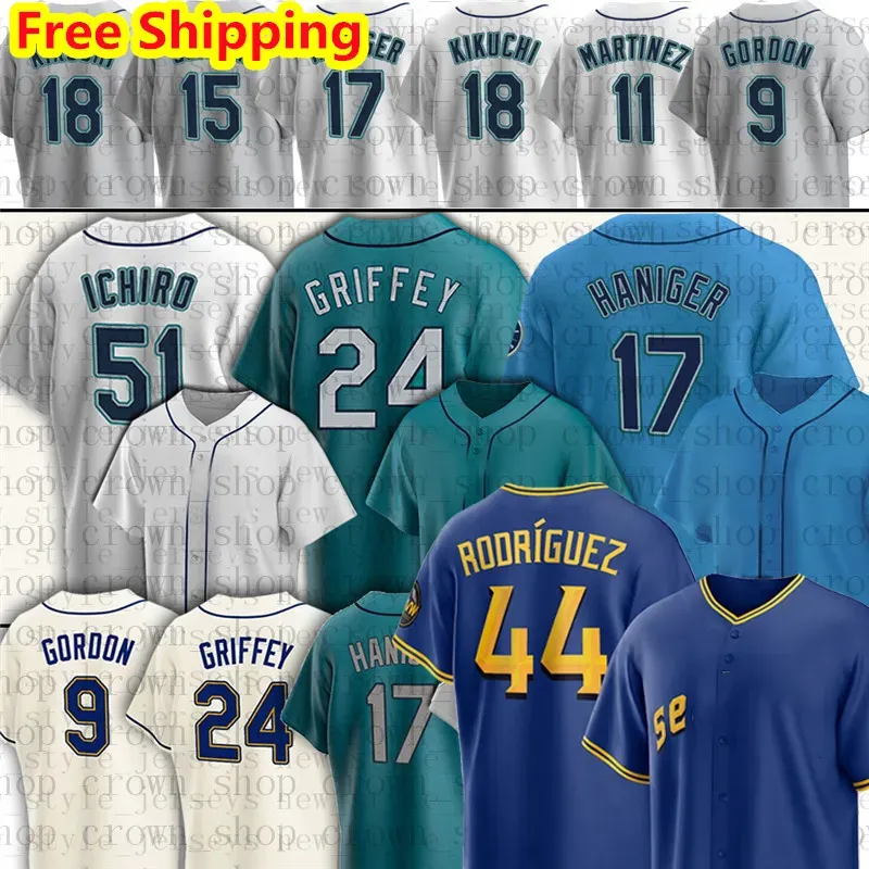 Seattle''Mariners''44 Julio Rodriguez Mariners City Connect Maglie da baseball Ken Griffey Jr. Jarred Kelenic Luis Castillo Ichiro Suzuki Paul Sewald