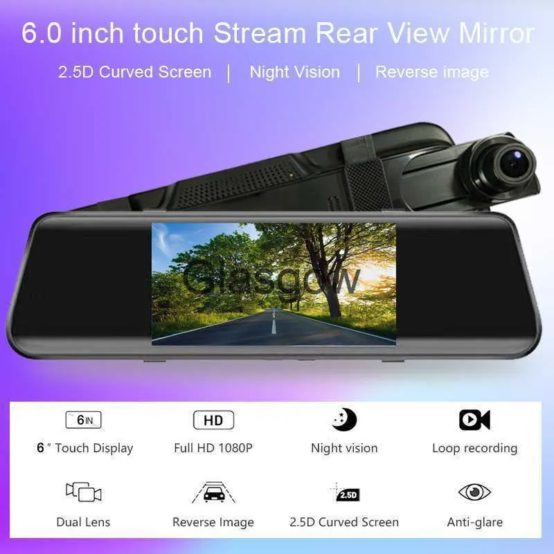  Cámara DVR para coche, cámara de tablero de 4.5 pulgadas,  retrovisor, retrovisor, video, recroder, cámara de doble lente, visión  nocturna, parte delantera y trasera, marcha atrás de seguridad : Electrónica