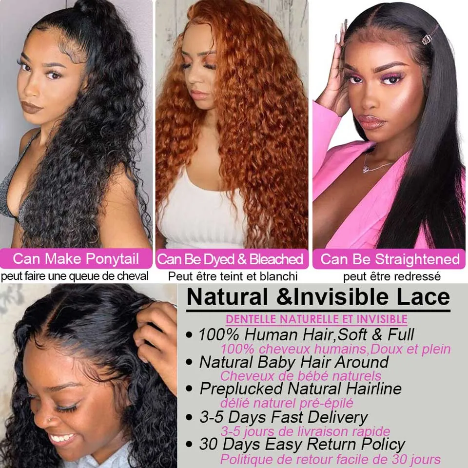 Water Wave Lace Front Wig Hd Lace Frontal Brazilian Wigs for Women Human Hair 13x4 Deep Wave Lace Frontal Wig Lace Closure Wig